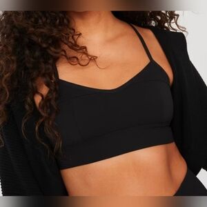 OFFLINE by Aerie Medium Support Ribbed Cross-Back Sports Bra, Black